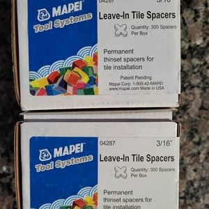 MAPEI  Leave in Tile Spacers lot of 2 each 300 count 3/16" thinset spacers